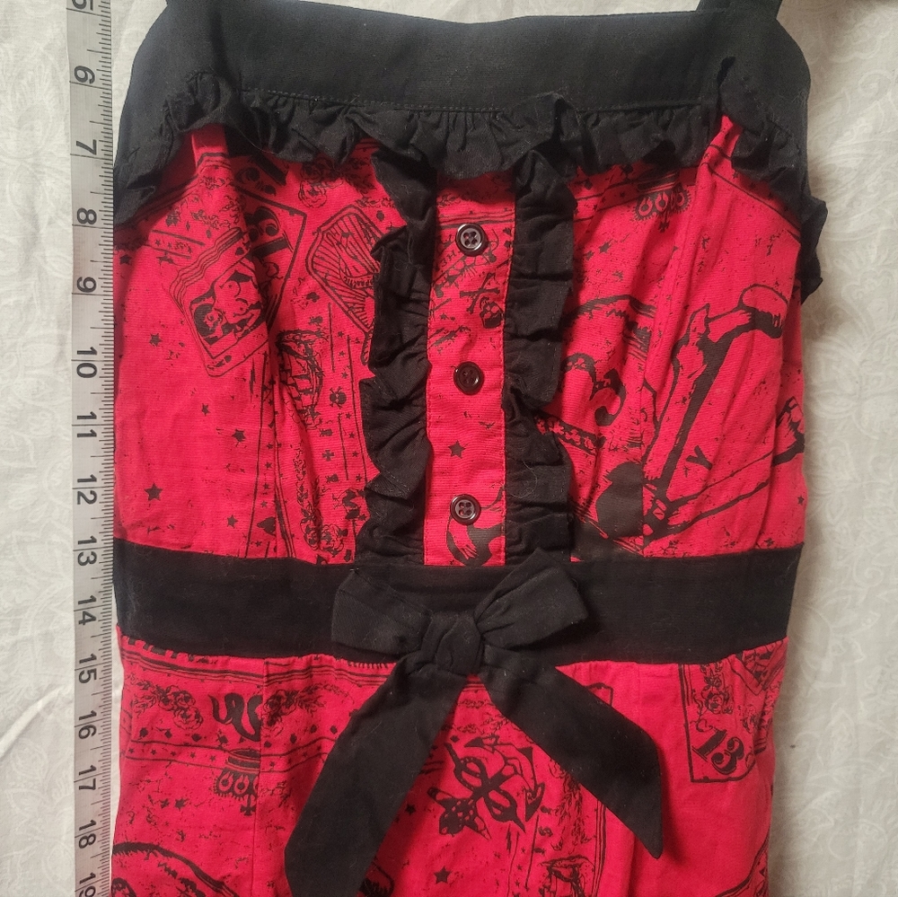 Lucky 13 pin up wiggle dress tarot skull print retro rockabilly goth